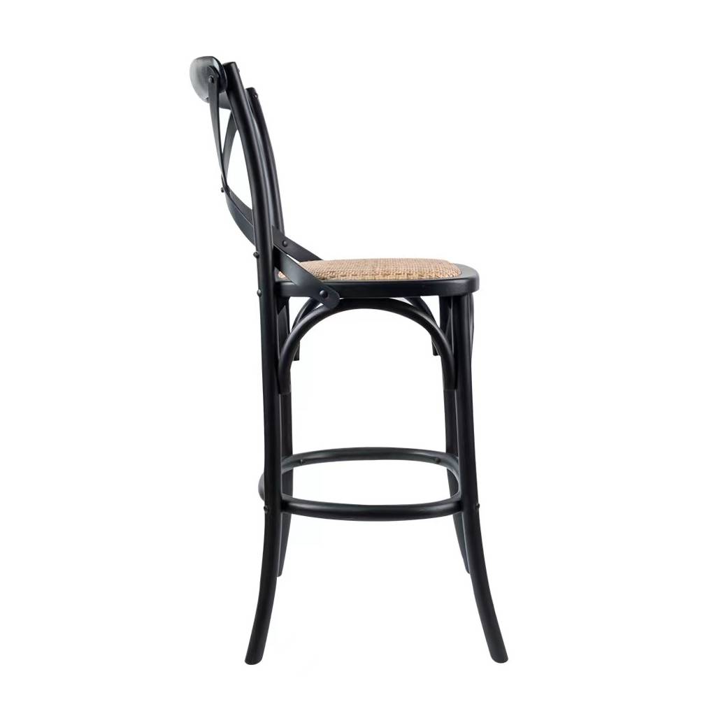 Rattan Bar Stool Black