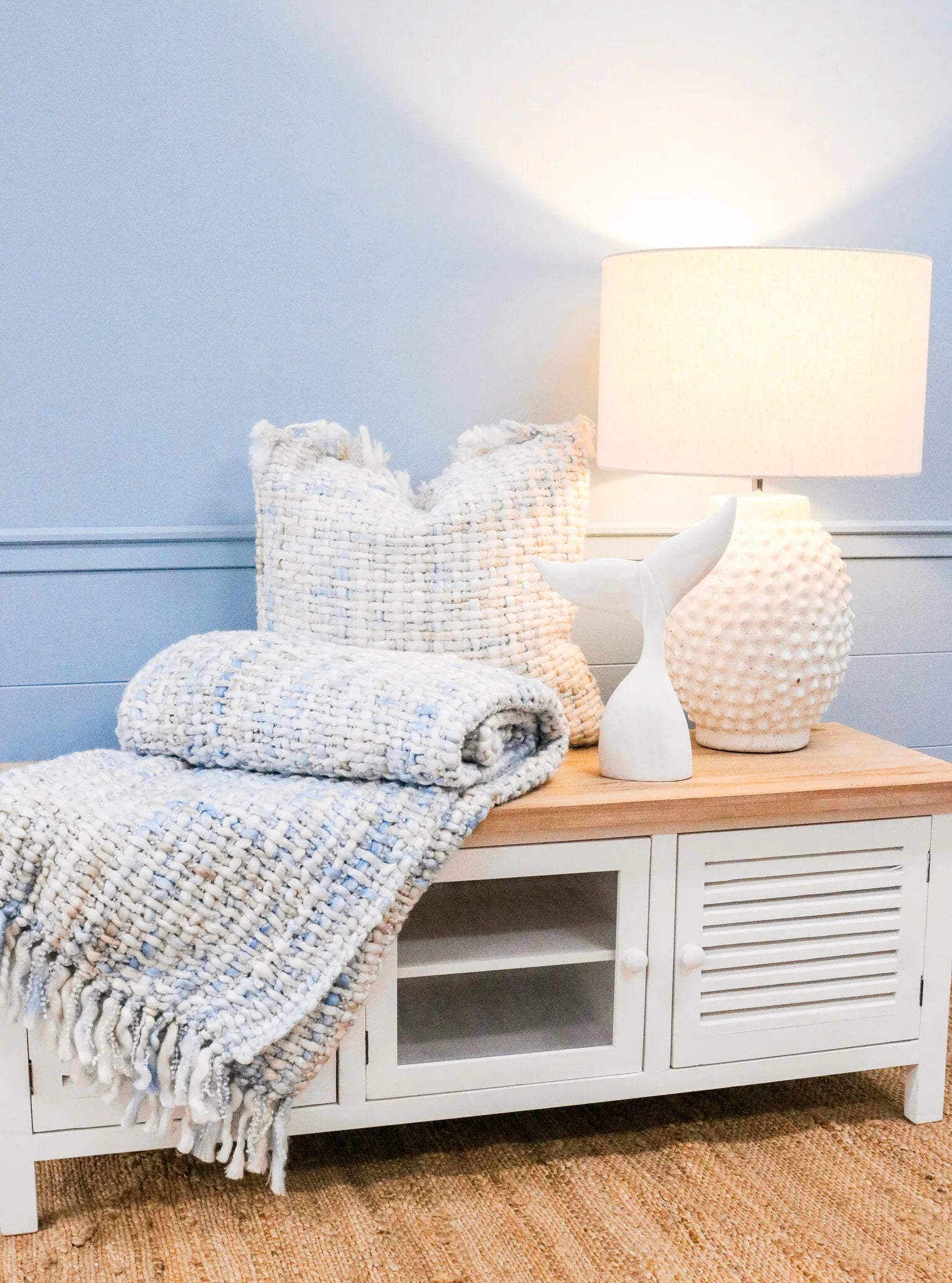 Handmade Chunky Knit Throw Sea Breeze