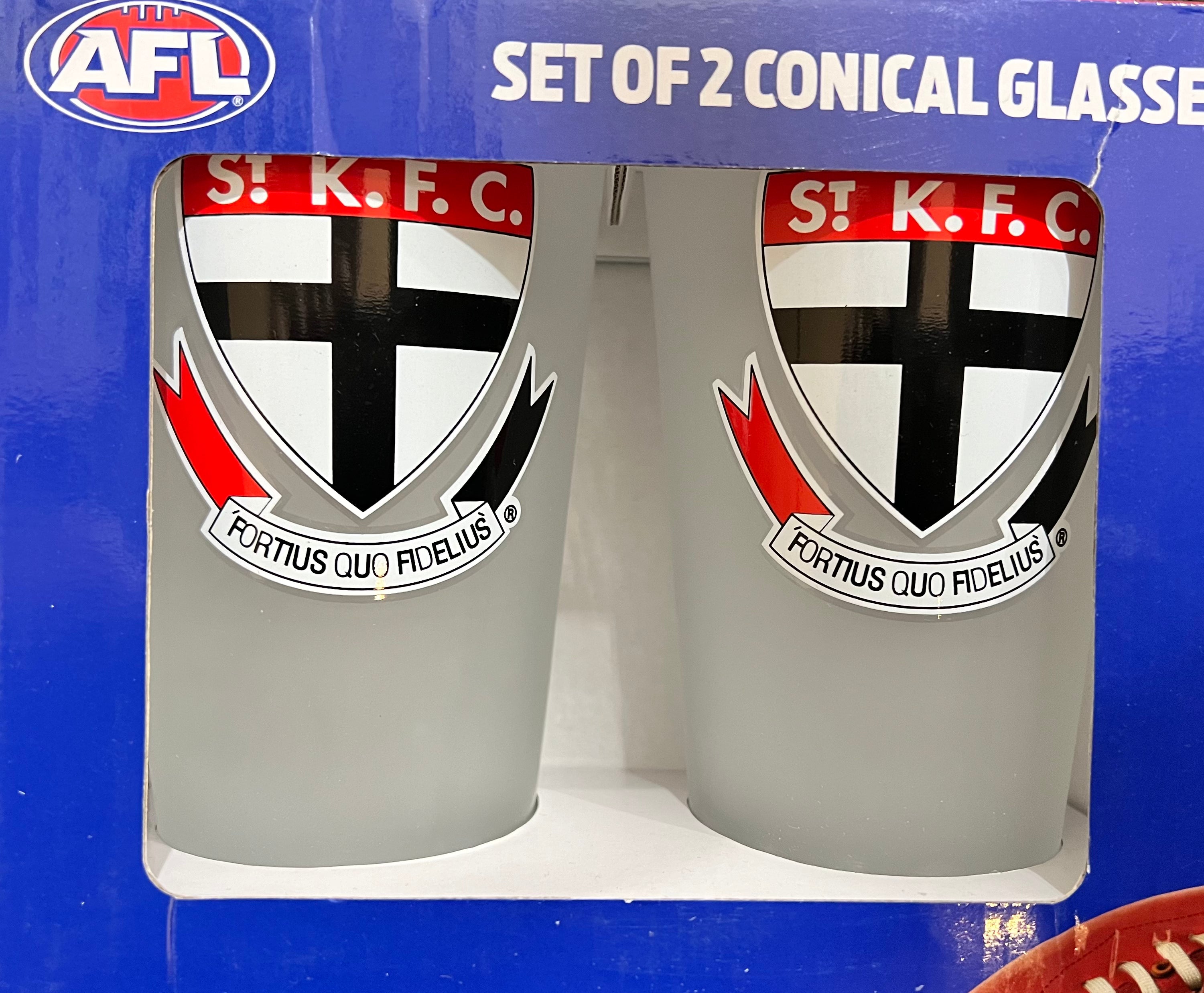 St Kilda Saints Set of 2 Frosted Beer Glasses