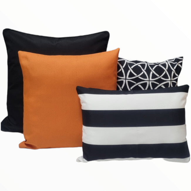 Black and White Striped Outdoor Cushion