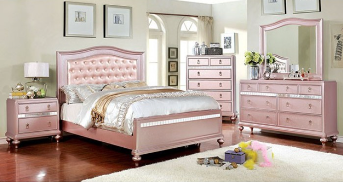 Carina Wood and Mirror Bed Frame