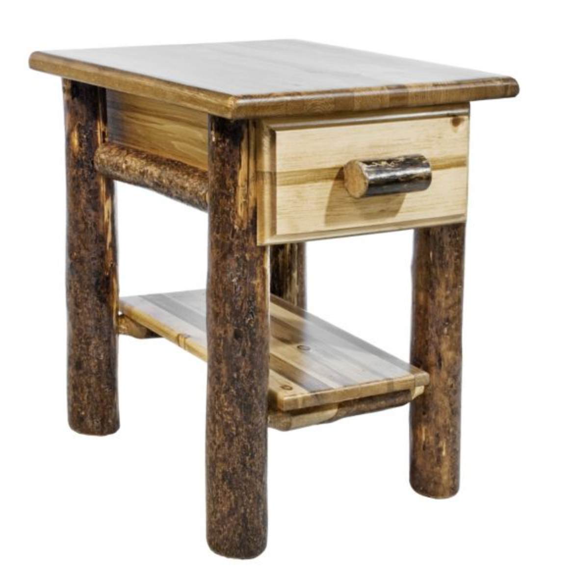 Glacier Country Bedside Table with Drawer and Shelf