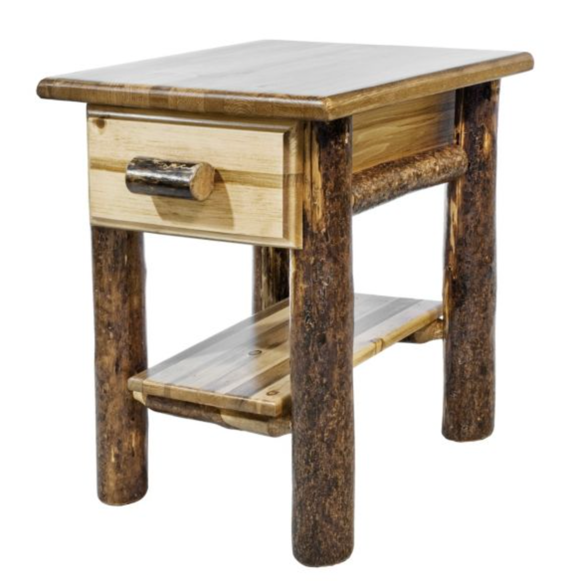 Glacier Country Bedside Table with Drawer and Shelf