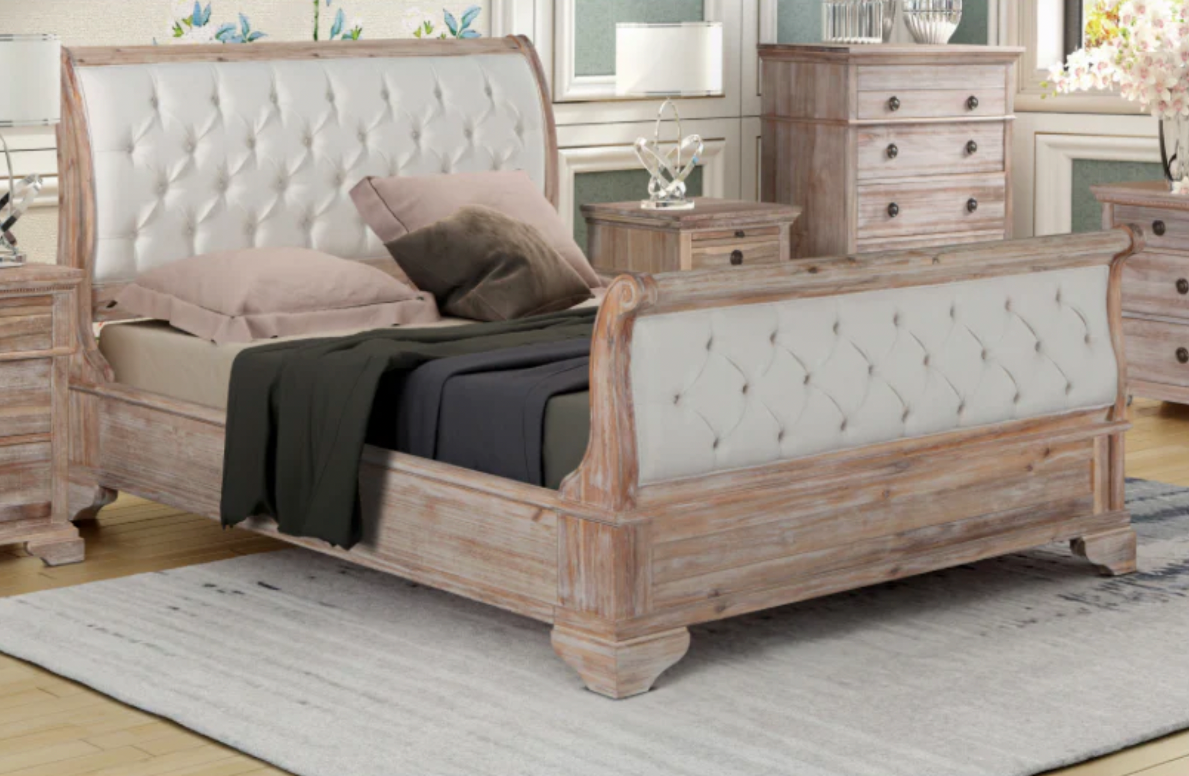 Ibiza Upholstered Sleigh Bed Frame