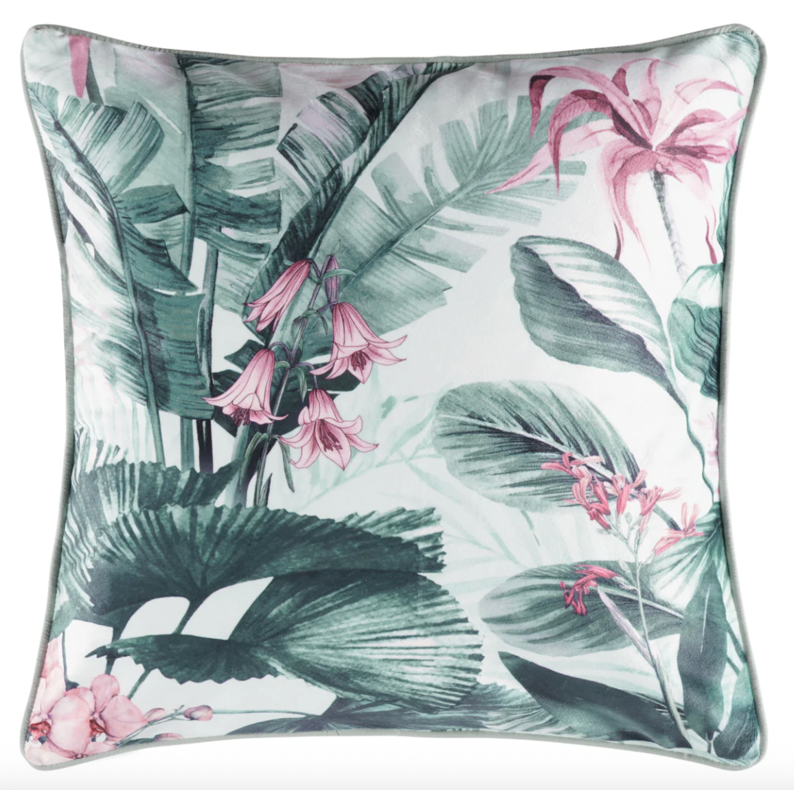 Abbey Square Green Velvet Cushion