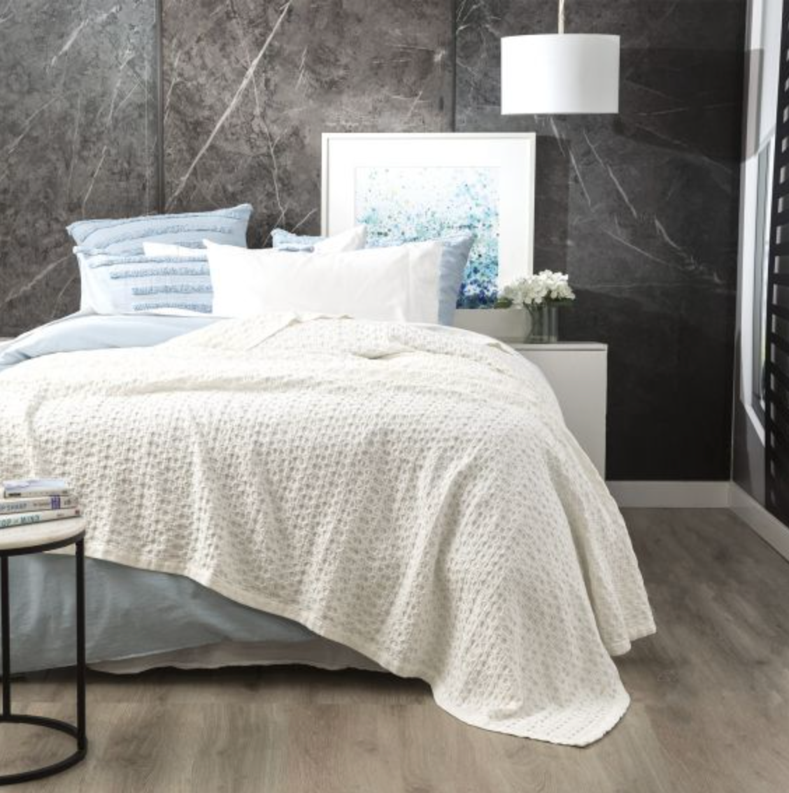 Lexico Washed Cotton Textured Waffle Blanket