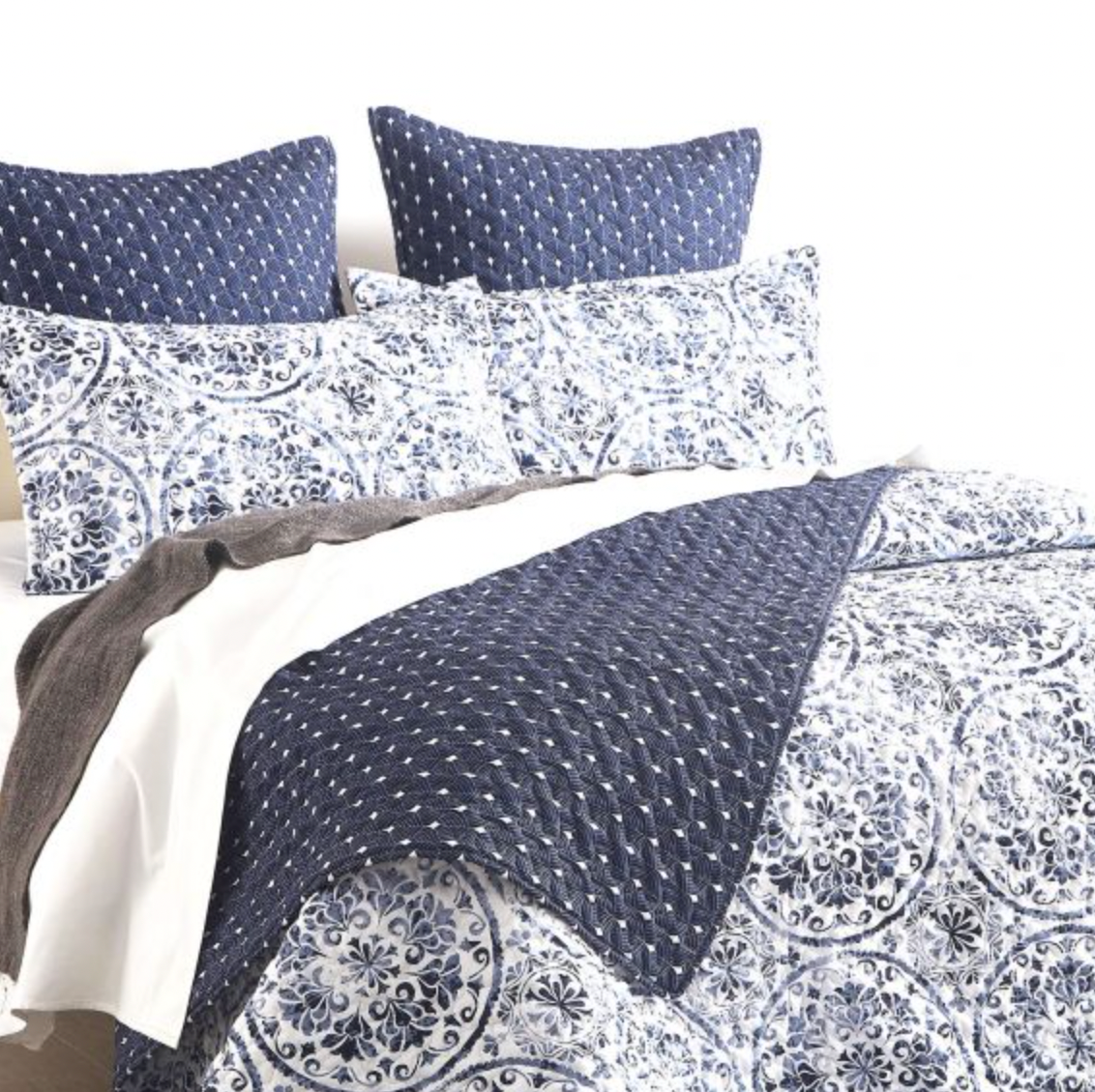 Delos Quilted Reversible Coverlet Set