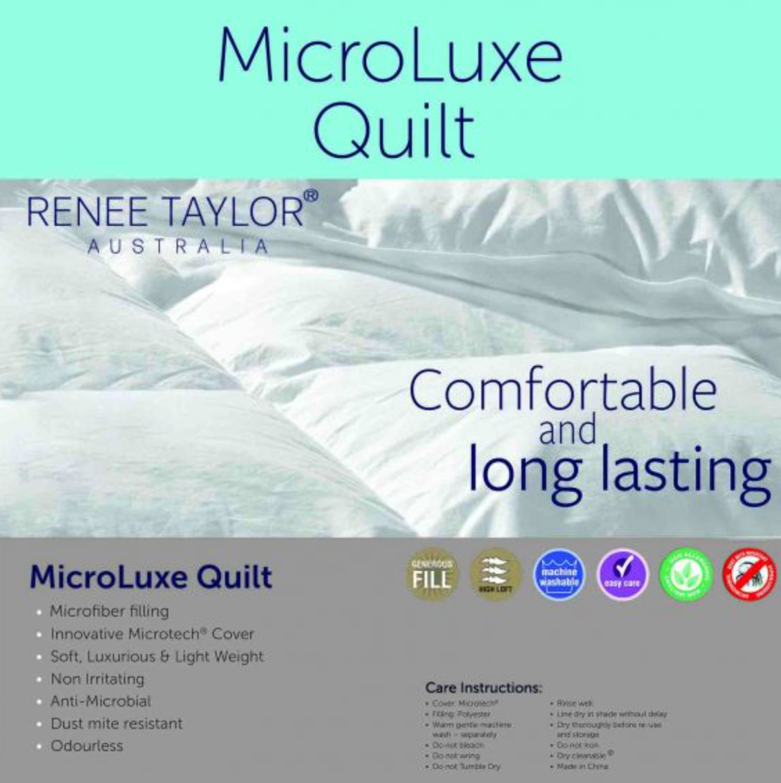 Renee Taylor 600 GSM Microluxe Down Alternate Quilt