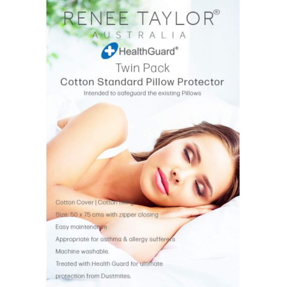 Renee Taylor Twin Pack All Cotton Standard Pillow Protector