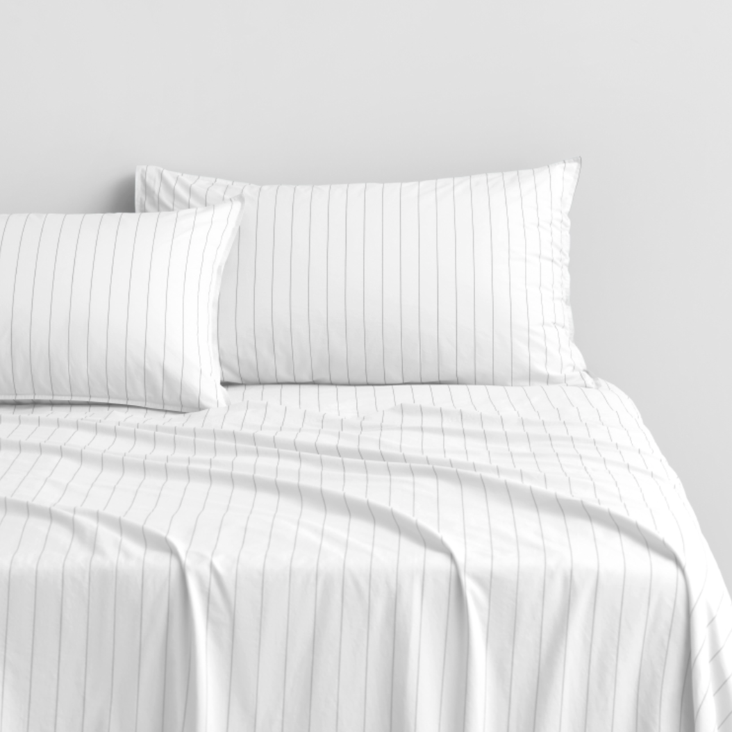 Bayley Stripe Washed Percale Sheet Set