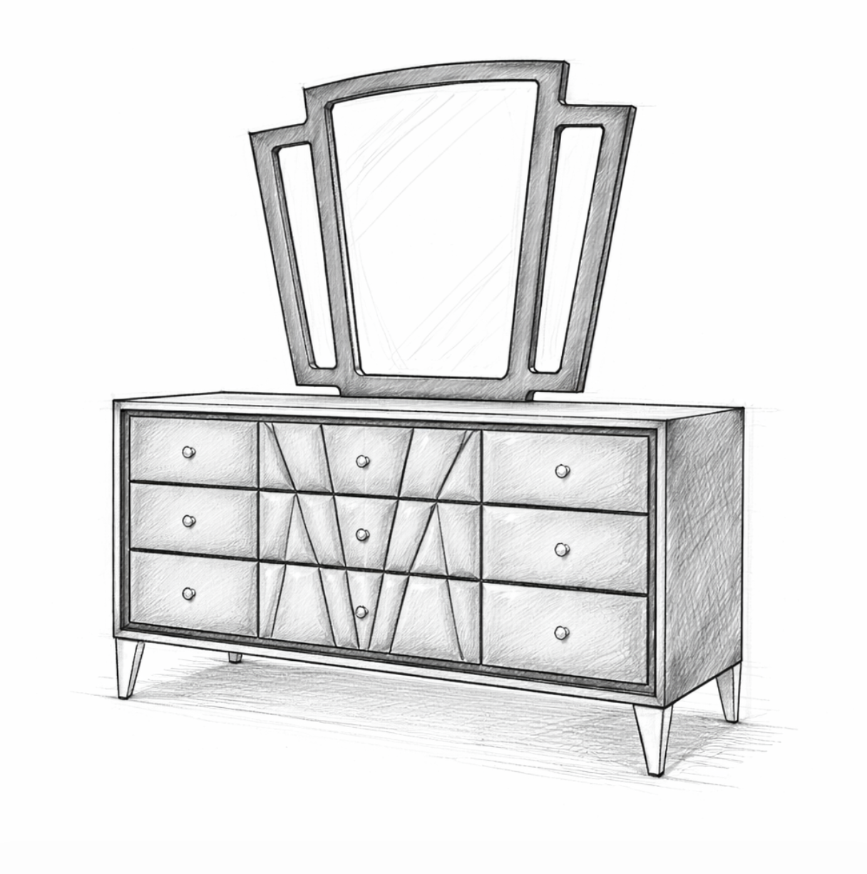 Carissa Dressing Table & Mirror - Black