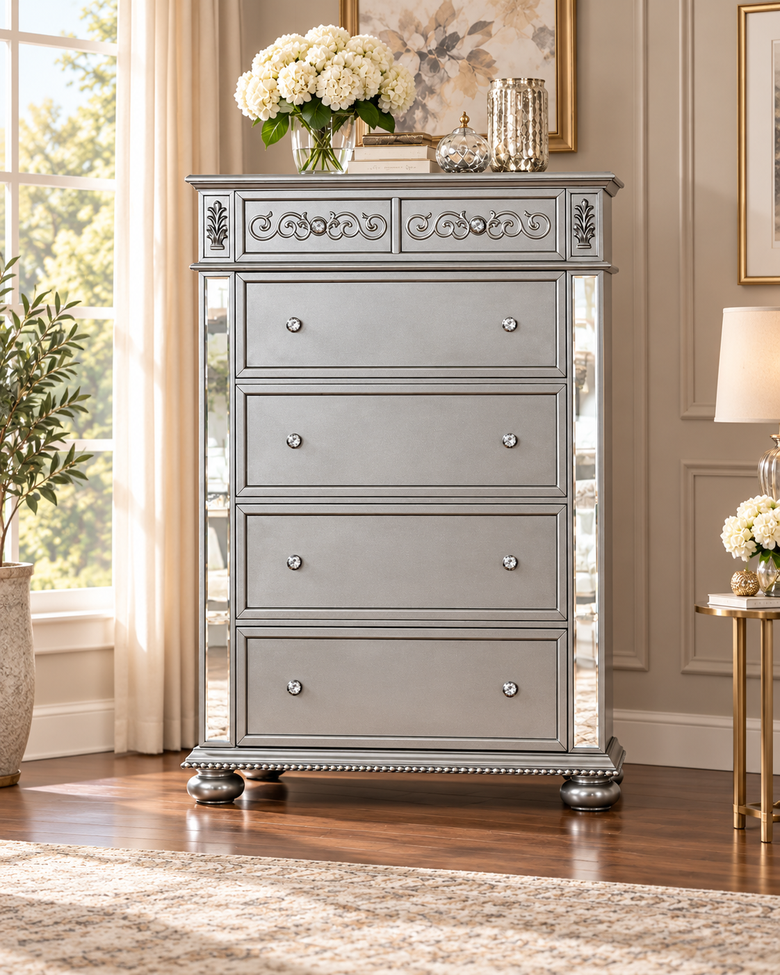 Azha Chest Of Drawers - Silver