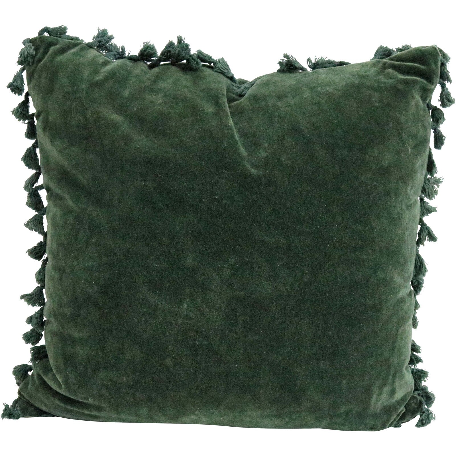 Velvet Tassel Cushion Moss