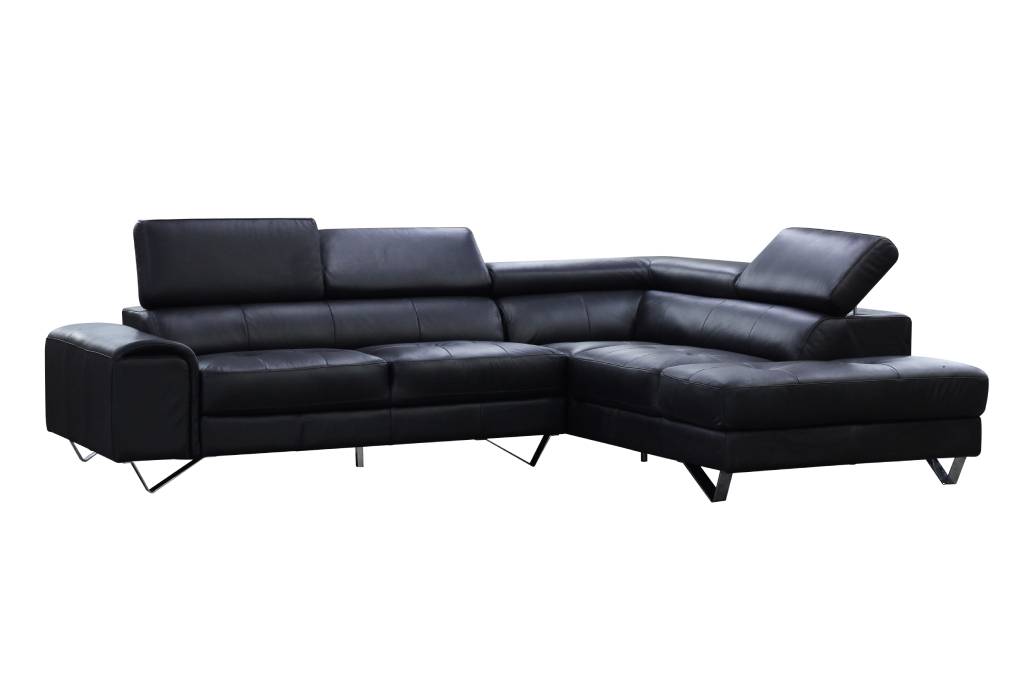 Harvey 2 seater Black Lounge with Chaise - right