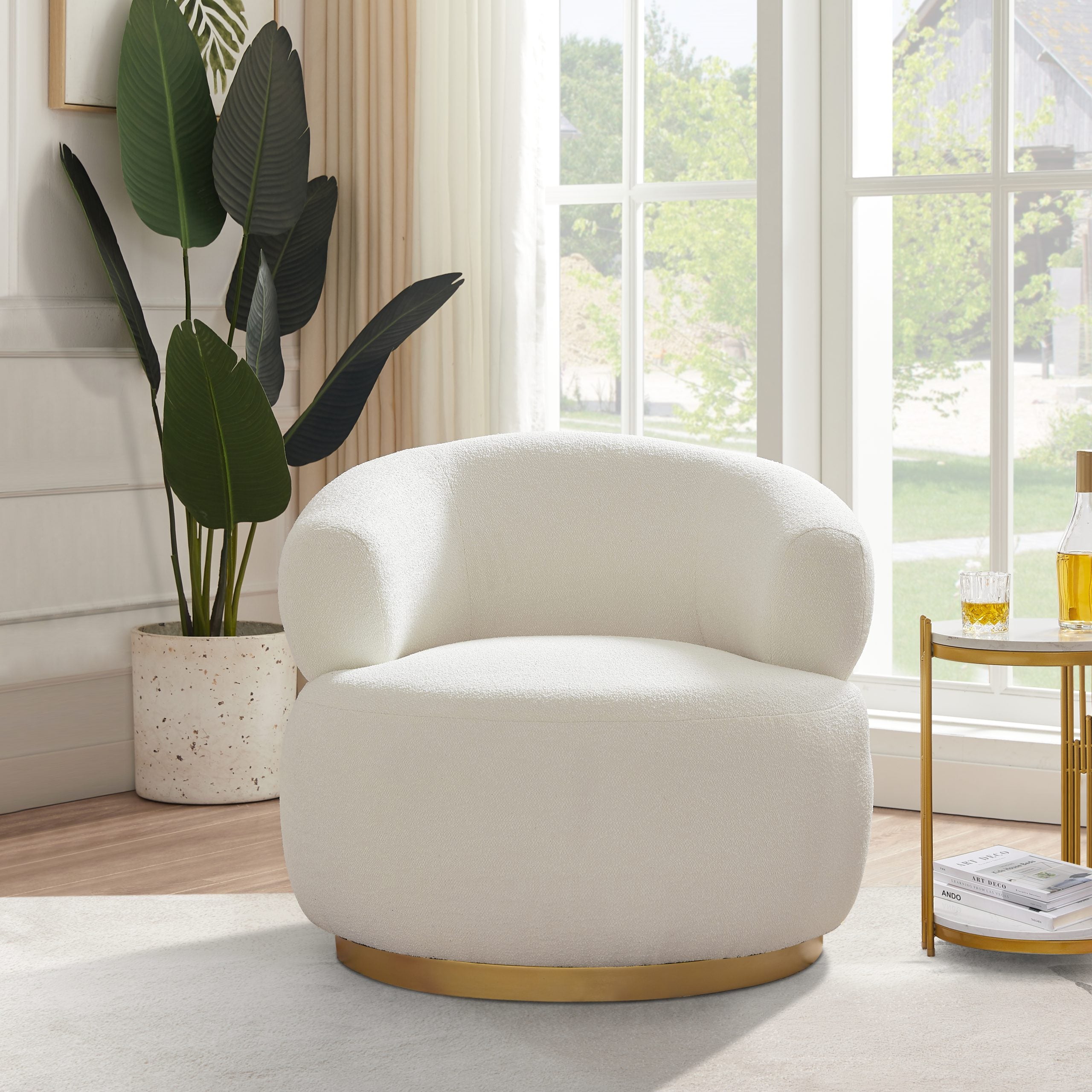 Bellissimo Oro Swivel Chair in Bertoni Boucle Fabric