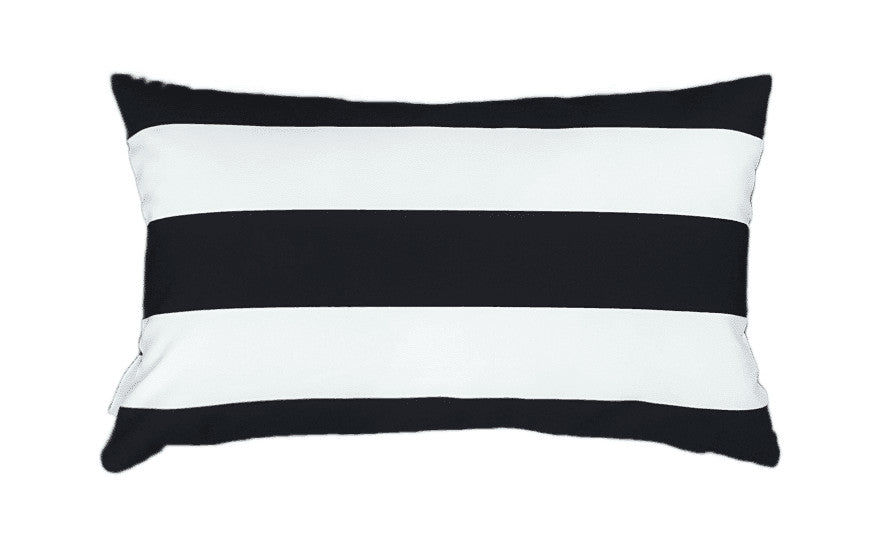 Black and White Striped Outdoor Cushion