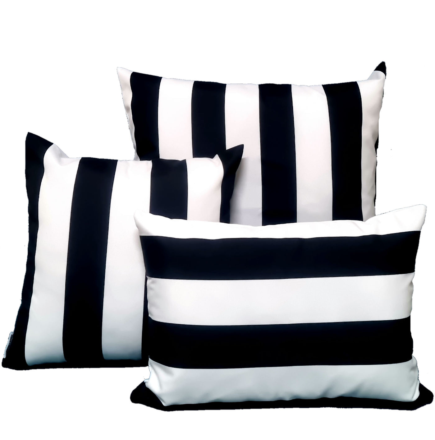 Black and White Striped Outdoor Cushion