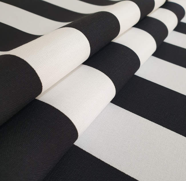 Black and White Striped Outdoor Cushion