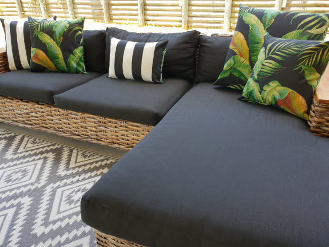 Black and White Striped Outdoor Cushion