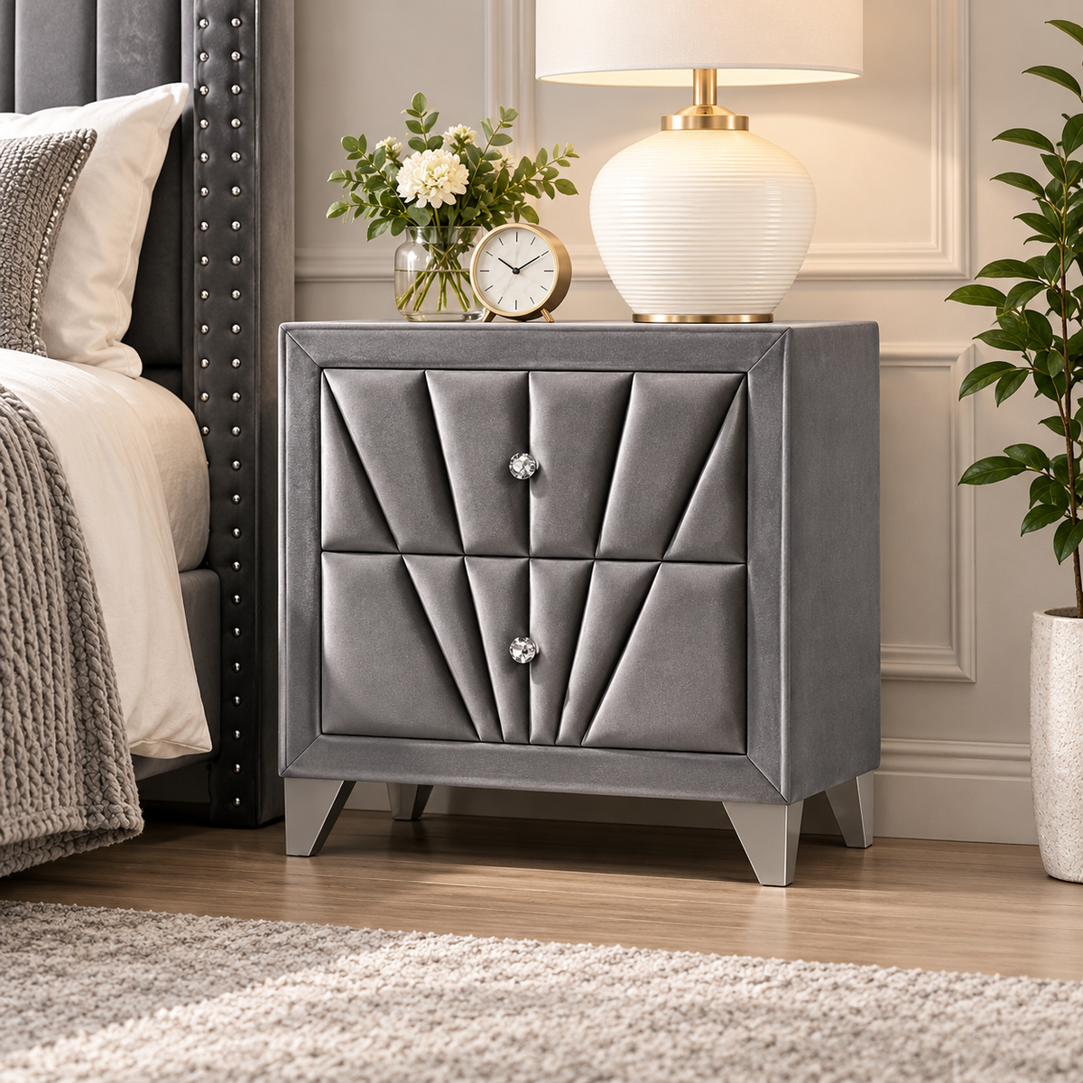 Carissa Bedside Table - Grey