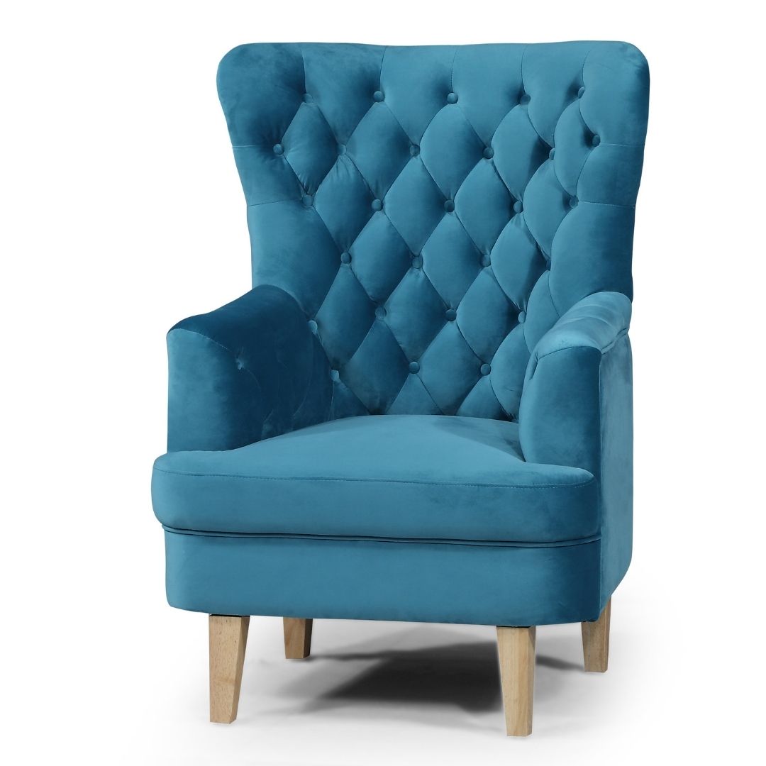Elisa Arm Chair in Velvet Turquoise