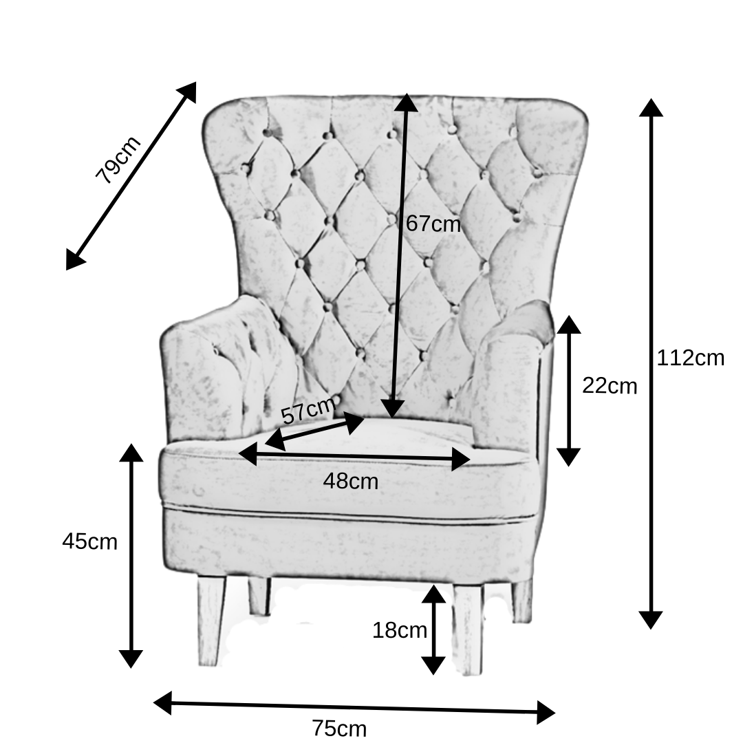 Elisa Arm Chair in Velvet Slate