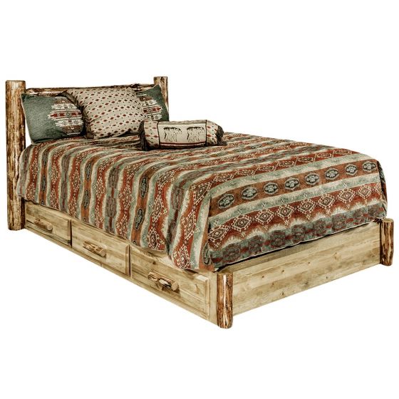 Glacier Country Wood Bed Frame - Low Foot With Drawers
