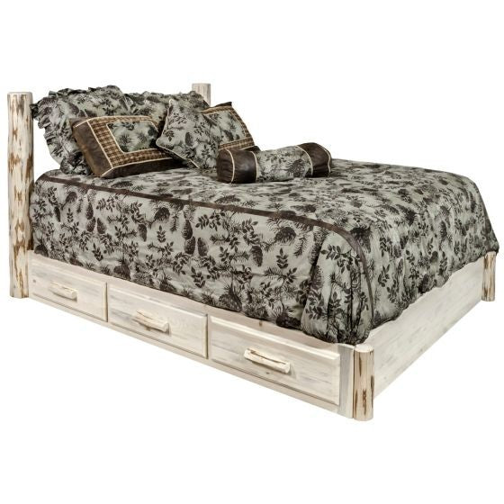 Montana Wood Bed Frame - Low Foot With Drawers