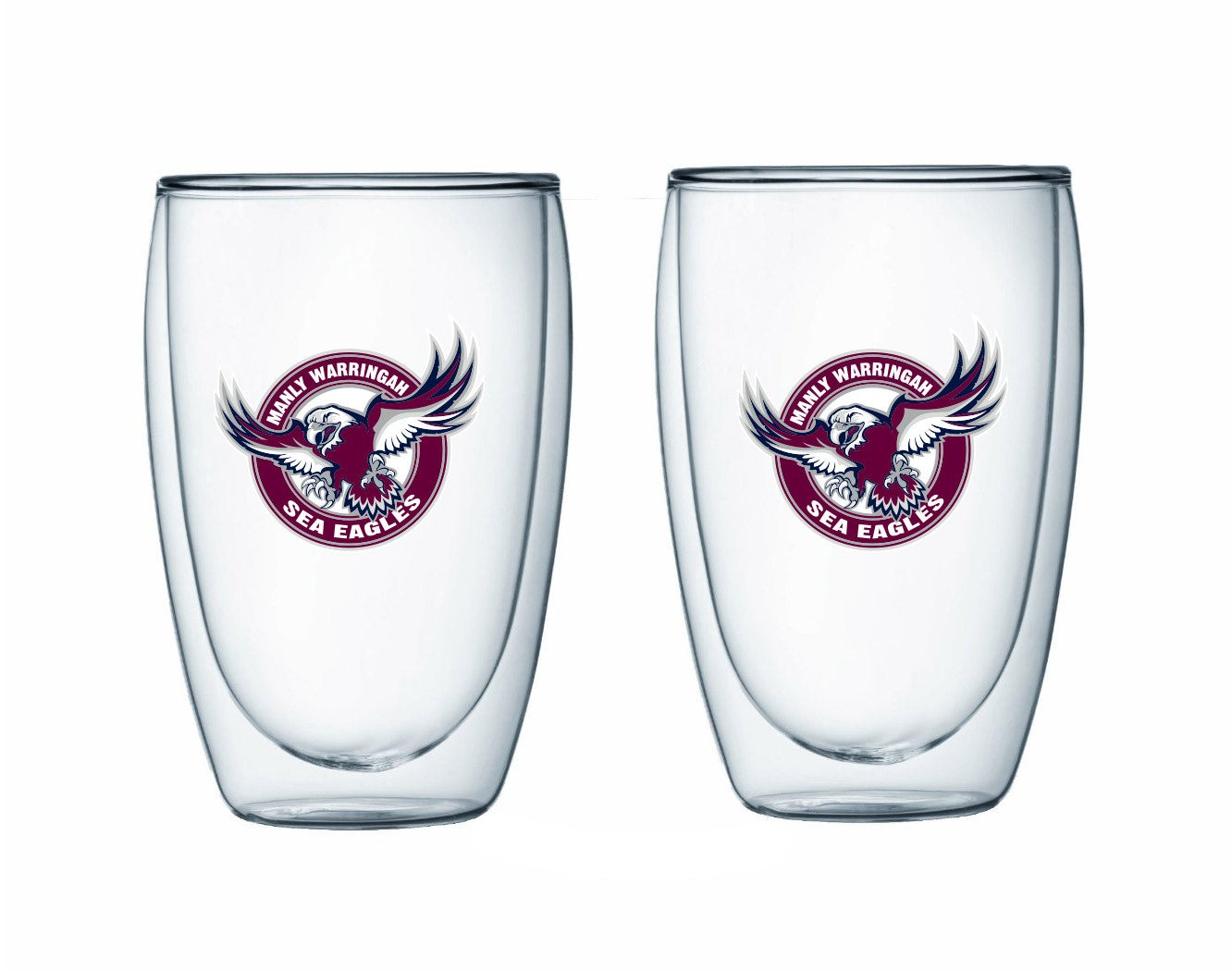Manly Sea Eagles Double Wall Glass