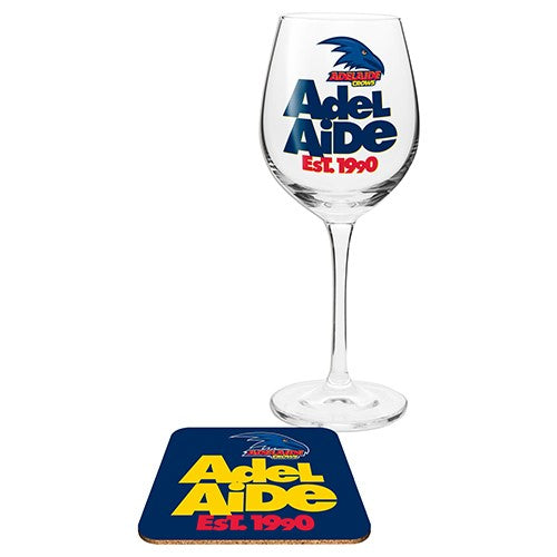 Adelaide Crows Wine Glass & Coaster Set