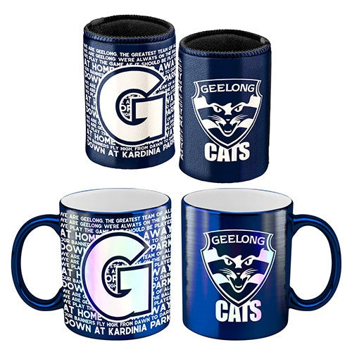 Geelong Cats Metallic Mug and Can Cooler Pack