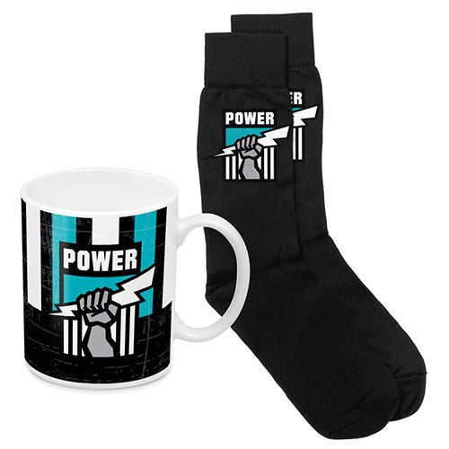 Port Adelaide Power Mug 330ml & Socks Pack