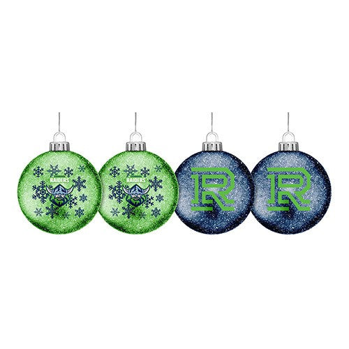 Canberra Raiders S/4 Glitter Baubles