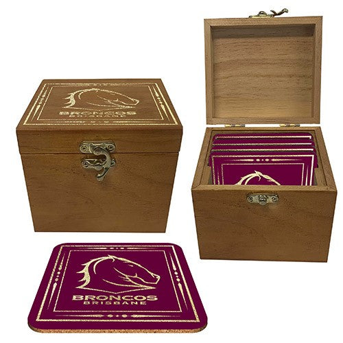 Brisbane Broncos Pack Of 4 Cork Coasters In Collector Box