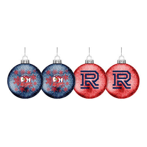 Sydney Roosters S/4 Glitter Baubles