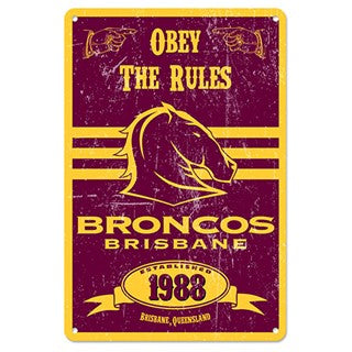 NRL Brisbane Broncos Retro Metal Sign - Image