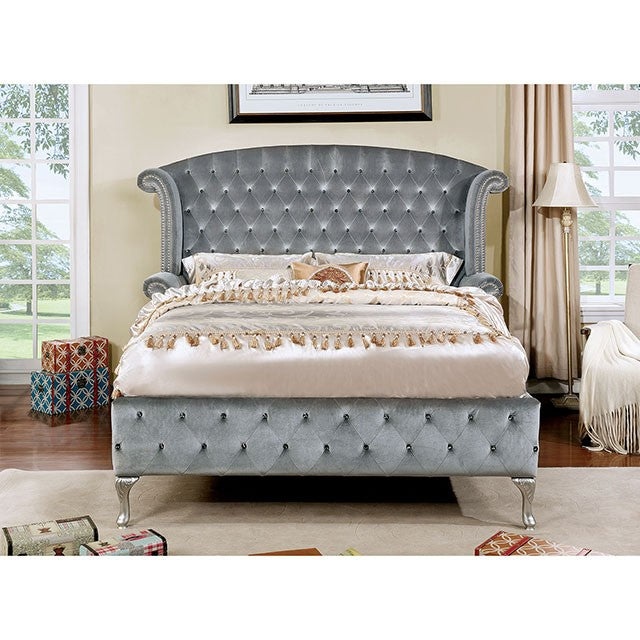 Alzir Upholstered Bed Frame - Grey