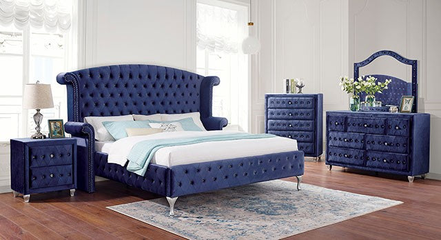 Alzir Upholstered Bed Frame - Blue
