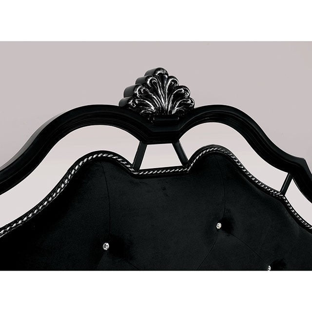 Azha Mirrored & Upholstered Bed Frame - Black