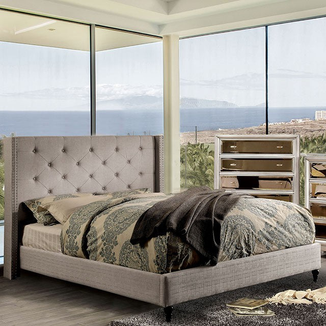 Anabelle Upholstered Bed Frame - Warm Grey