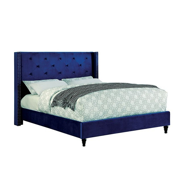 Anabelle Wood Bed Frame in Navy - The Bedroom