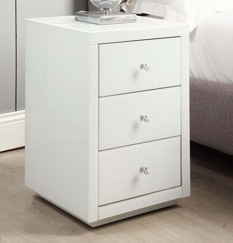 Venice Mirrored Bedside Table - White