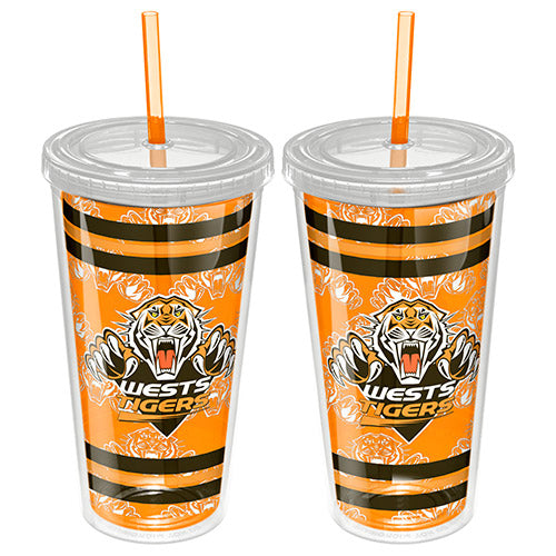 Wests Tigers Plastic Tumbler With Straw