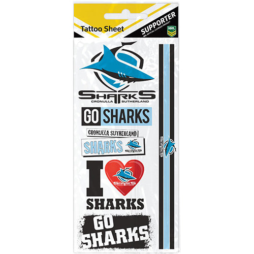 Cronulla Sharks Tattoo Sheet