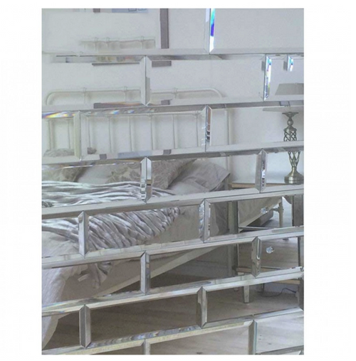 Rectangle Silver Mirrored Bevelled Wall Tiles 22 Pack