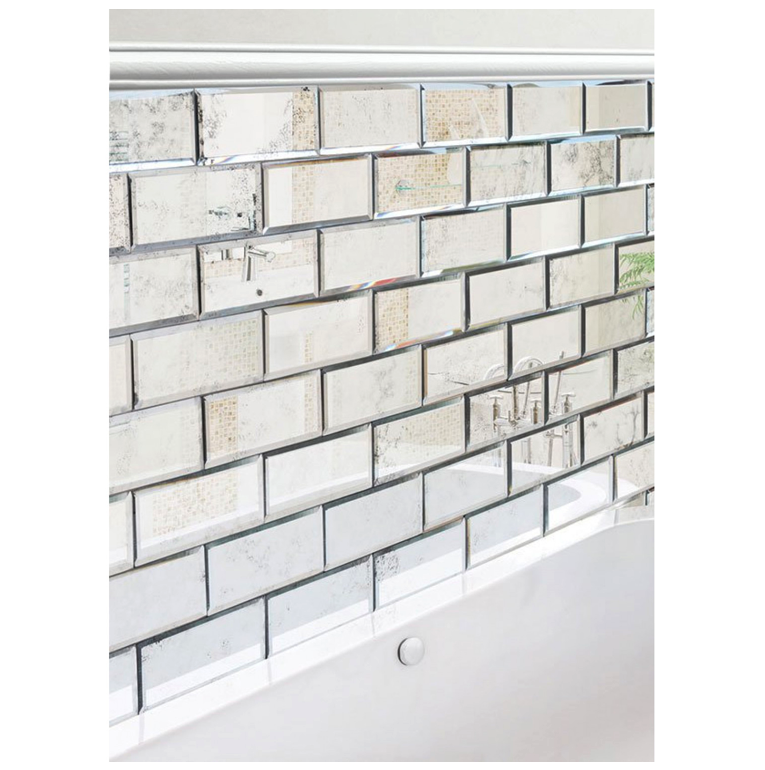 Rectangle Antique Mirrored Bevelled Wall Tiles - 22 Pack