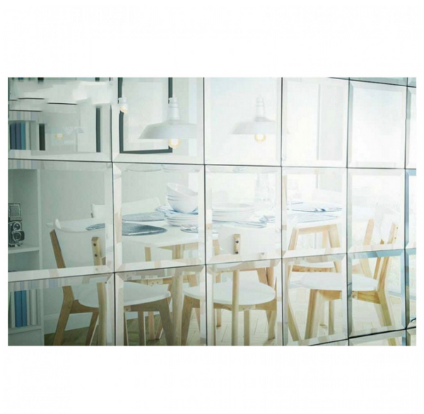 Square Silver Mirrored Bevelled Wall Tiles 6 Pack