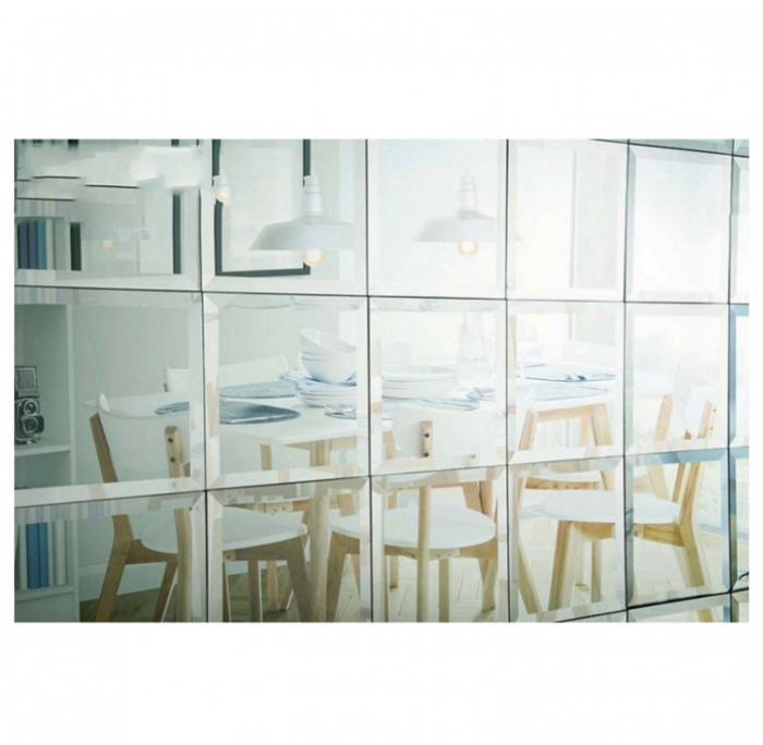 Square Silver Mirrored Bevelled Wall Tiles 6 Pack