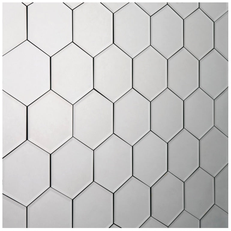 Hexagonal Silver Mirrored Bevelled Wall Tiles - 18 Pack