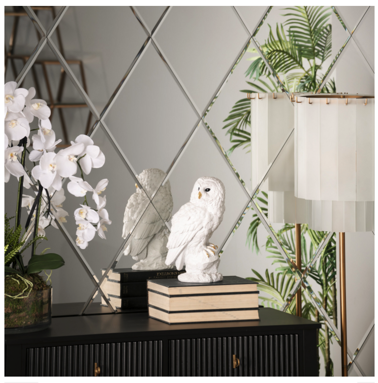 Diamond Shape Silver Mirrored Bevelled Wall Tiles 6 Pack — The Bedroom